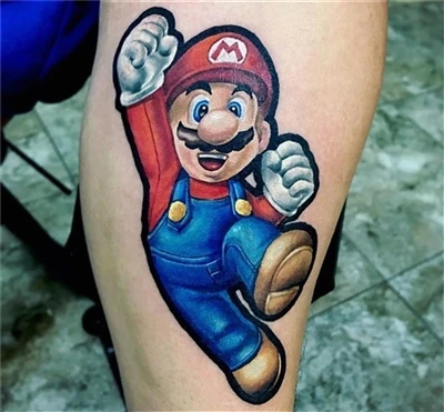 Mario Bross Tattoo udført af @ nacho_serrano_2012 Fra Argentina med #sparkcar...