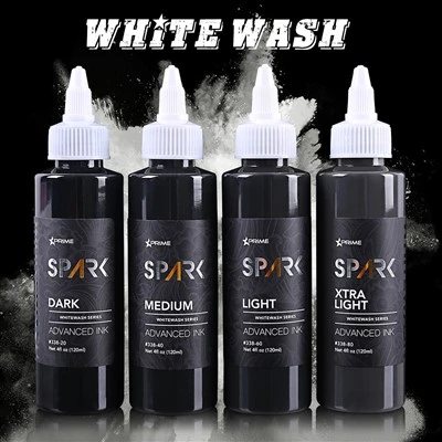 Spark Professional 4oz Organic Bright and Long - Lasting Whitewash Tattoo Ink til tatovering