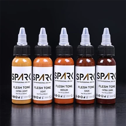 Hudfarvesæt 1 OZ 5 stykker blyfri tatoveringsblæk Spark Tattoo Ink Professionelt tatoveringsblækovertræk til blanding og kosmetiske tatoveringer