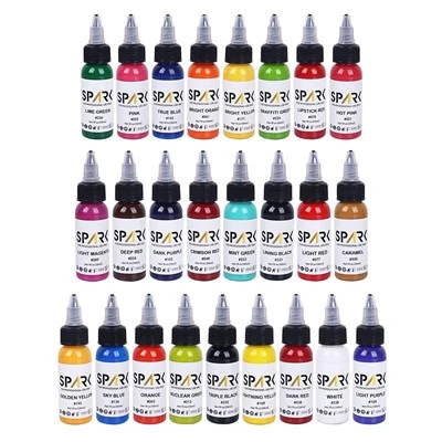 Spark High - End 1oz Premium Fast Smoo, Th permanent tilpasset 25 farvesæt gnist tatovering blæk til kropskunst og tatovering