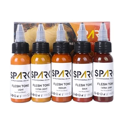 Spark Professional Premium 30ml Organisk 5-farve hudfarve sæt tatovering blæk til permanent makeup og kropskunst