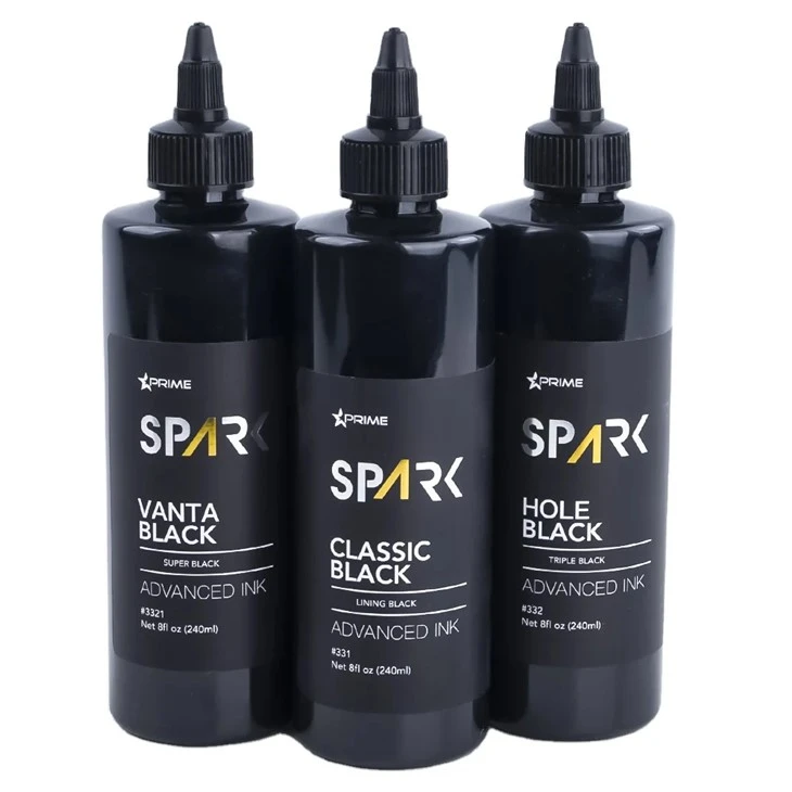 8 oz 240 ml premium tredobbelt sort farve organisk væske af høj kvalitet sort tatovering blæk sæt