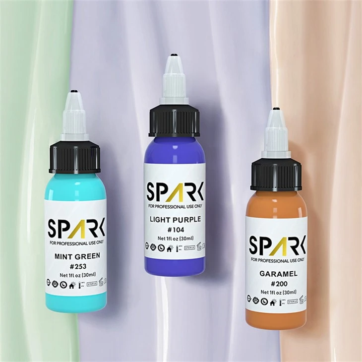 25 Farve Sæt Spark Tattoo Ink Ægte Mørk Gloss Sort Spark