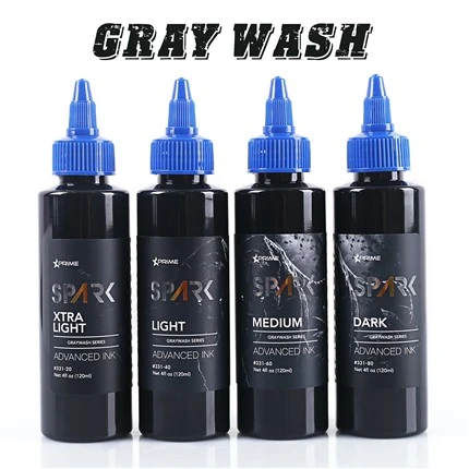 Spark Greywash Tattoo Ink - 4 Oz flaskesæt