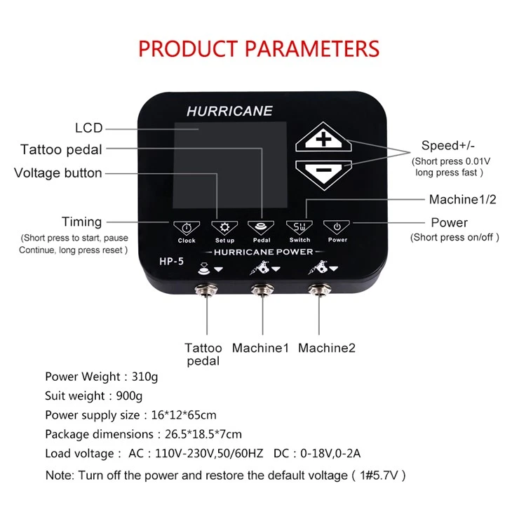 NEW Hurricane Tattoo Power Supply HP-5